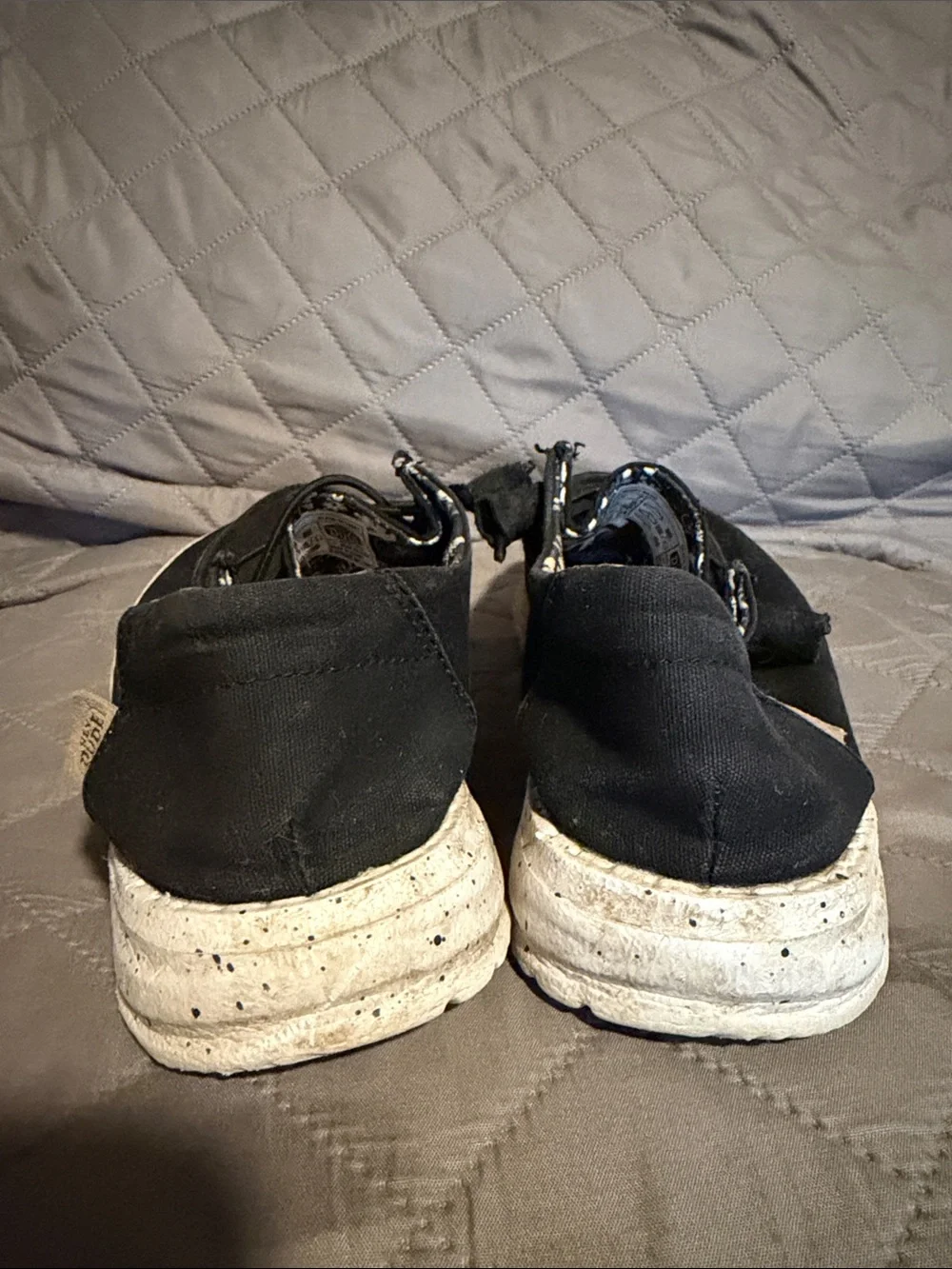 Hey Dude Women's Black Flats with White Soles